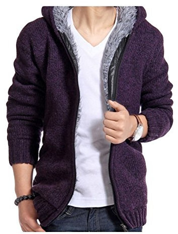 Jueshanzj - Cardigan - Uomo Viola Lila