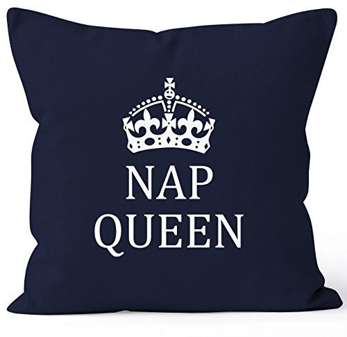 MoonWorks Kissenbezug NAP Queen Crown Kissen-Hülle Deko-Kissen Baumwolle Navy 40cm x 40cm