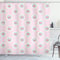 ABAKUHAUS Vintage Duschvorhang, Retro Floral Cabin, Stoffliches Gewebe Badezimmerdekorationsset mit Haken, 175 x 180 cm, Seafoam Weiß Rosa