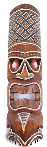 Coco Papaya Máscara Tiki Polinesia 50 cm de madera.