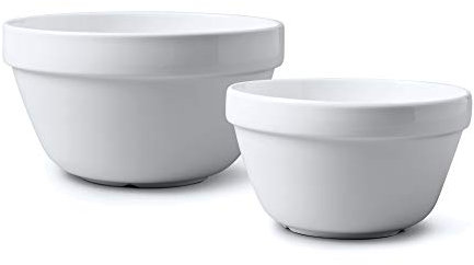 Wm Bartleet & Sons Set of 2 Traditional Porcelain Pudding Basins (900ml, 1.6pt/1250ml, 2pt) – White