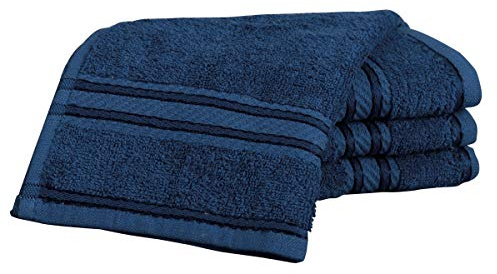 Bentley Priory Linens Supreme Face Flannels for Bathroom 500GSM Super Soft Egyptian Collection Pack of 4 Absorbent and Quick Dry Face Cloth Flannel Towels Set 30 x 30cm (NAVY)