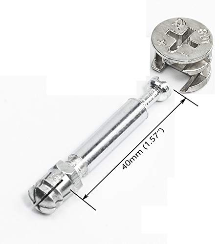 30 Packs Furniture Board Cam Fitting with Dowel and Pre-Inserted Nut, Metal Cam Lock Nuts for Cabinet Drawer Dresser and Wardrobe Furniture Panel Connecting, CLN-02M