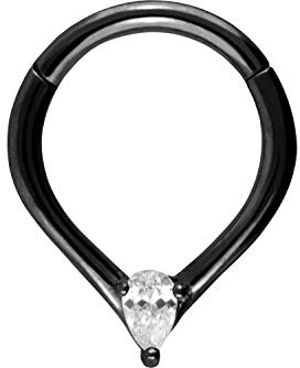 PIERCINGLINE Chirurgenstahl Clicker | TROPFEN + KRISTALL | Piercing Ring Nase Septum Ohr Helix Tragus | Farbauswahl