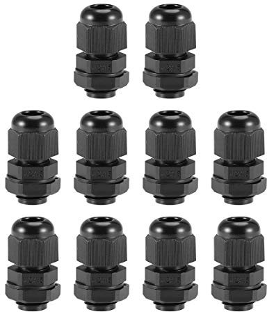 sourcing map 10Stk.Kabelverschraubung 2mm-5mm M12x1,5 Wasserdichtes Kontermutter mit Unterlegscheibe Schwarz