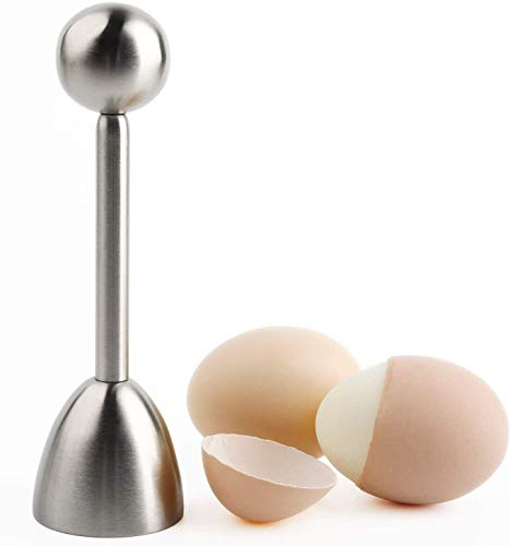 Apriuova con testa d'uovo, in acciaio inox, per uova dure e morbide, per uova sode, cracker