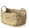 CALICOSY - Panier Jacinthe d'eau - Armature Métal - Fibres Naturelles - Avec Poignées Rondes - Panier De Rangement Pour Dressing, Chambre, Séjour - Grand Modèle - L 45 x P 27 x H 27 cm