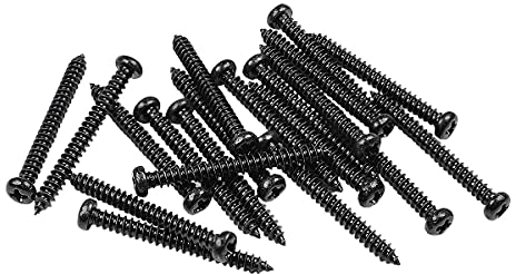 Musiclily Basic 2,6x26mm Metall Metrisches Gewinde Tonabnehmer Holz Befestigungs Schrauben für Single Coil/Humbucker Pickups, Schwarz (20er Set)