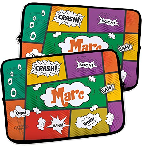 LolaPix Funda Portátil y Tablet. Funda de Neopreno. Regalo Personalizado con Nombre. Funda Ordenador. Varios tamaños. Comic