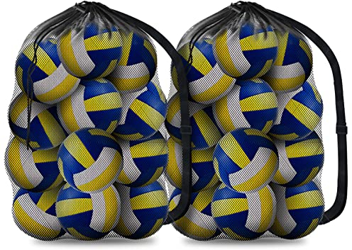 BROTOU Extra Large Sports Ball Bag, Drawstring Mesh Ball Bag, Adjustable Shoulder Strap, Mesh Storage Bag for Football, Basketball, Volleyball, Swimming Gear (30” x 40”)