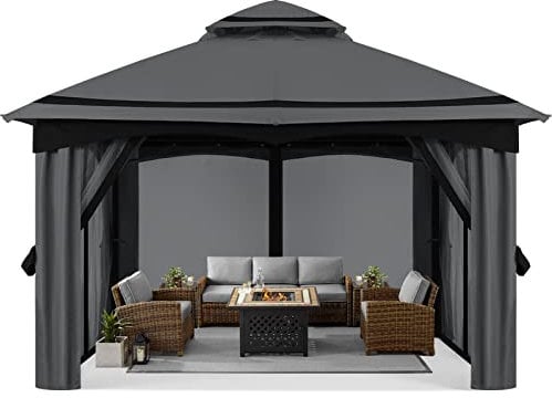 MASTERCANOPY 3x3.6M Outdoor Patio Gazebo with Mosquito Netting for Backyard, Patio, Garden Dark Grey