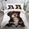 ZLKEJI Pet Hund Bettwäsche 200x200cm Jungen Mädchen Kinder, Schokoladen-Havanna-Welpe Bettbezug Set Weiß Bettwäsche-Set 3D-Haustiermotiv Animal Puppy Betten Set,2 Kissenbezüge 80x80cm