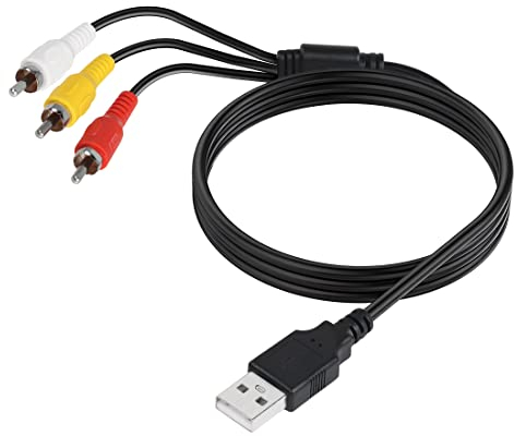 YACSEJAO USB-auf-3-Cinch-Kabel, 1,5 m, USB-Stecker auf 3 Cinch-Stecker, Splitter, Audio-Video-AV-Composite-Adapterkabel für Vizio-TV und Video