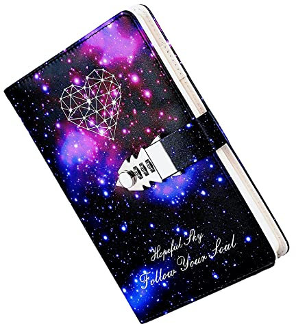 MYSUNBAR Tagebuch für Erwachsene, CJBIN Tagebuch mit Schloss, Passwort Notizbuch, Tagebuch mit Code und Farbwechselnder Business-Stift für Mädchen, Jungen, Kinder, Sternenhimmel, Notizbuch A5