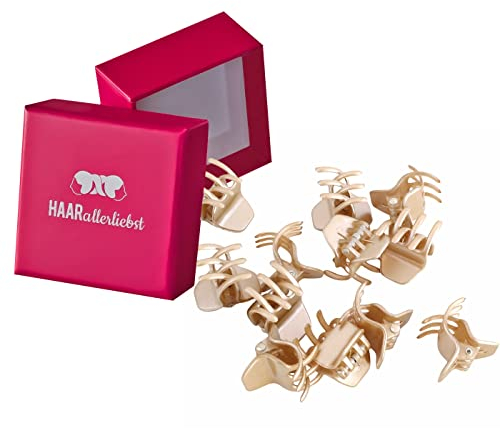 HAARallerliebst Haarklammer Klein Set 12 Stück – Haarspange Klein für Damen – Haarspangen Damen Golden – Kleine Haarklammern – Haarklemmen Damen – Mini Haarklammern