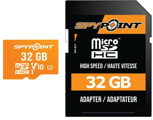 SPYPOINT 32GB Micro SD Memory Card Trail for Cameras | Adapter Media Storage for Outdoor Cellular Cameras Designed (Class 10 Speed)