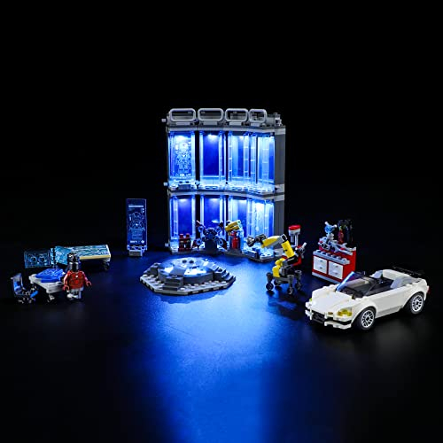 GEAMENT LED Light Kit Compatible with LEGO Iron Man Armory - Lighting Set for 76216 Model (Building Set Not Included)