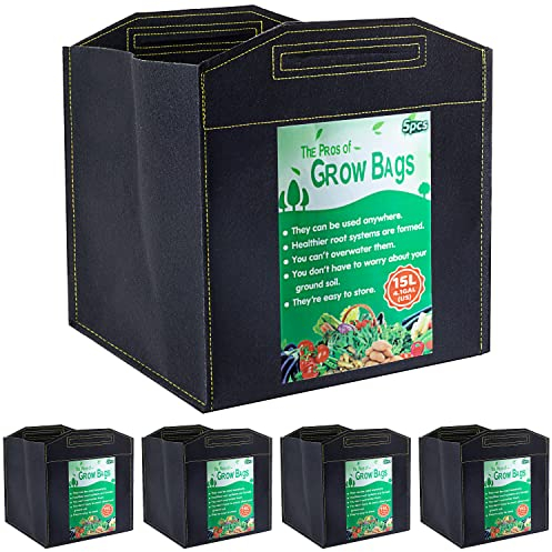Growerz GrowPotz Pflanzbeutel, quadratisch, 15 l, 5 Stück
