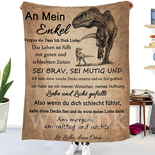 WJMSDK Personalisierte Decke Geschenk für Enkel von Oma, Oma Enkel Geschenk, Kuscheldecke An Meinen Enkel von Oma, Geburtstag Weihnachten (Oma zum Enkel1, 130 * 150cm)