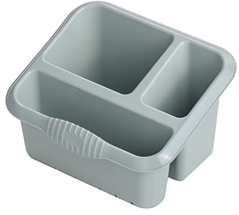 Jazooli Large Kitchen Sink Washing Up Utensils Cutlery Drainer Tidy Sponge Caddy Storage Organiser Tray 3 Compartment - Size: 25cm x 21cm x 14.5cm (Green)