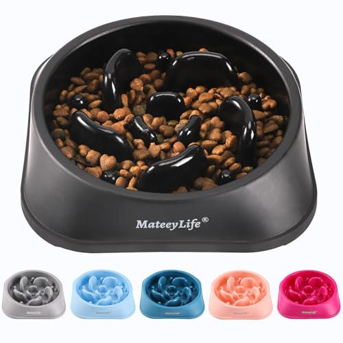 MateeyLife Gamelle Anti Glouton pour Chien - Bol Puzzle Gamelle Anti Glouton Chien Moyen Antidérapant Interactif pour Ralentir l'Alimentation(Noir 20 cm)