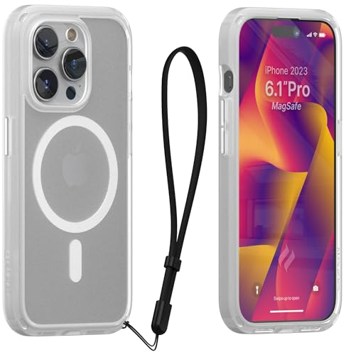 Catalyst Influence Case for iPhone 15 Pro, Wireless charging compatible, Drop Proof, Fingerprint Resistant, Raised Edges, Preventing scratches, 30% Louder Audio, Lanyard Included - Frosted Clear