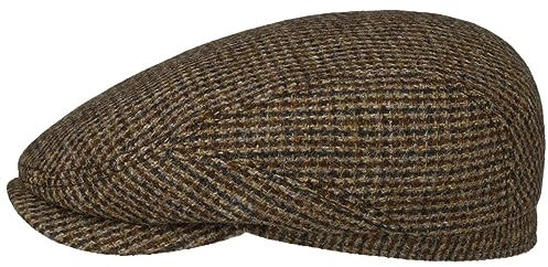 Stetson Brayton Harris Tweed Driver Flatcap Mehrfarbige Schirmmütze mit wärmender Schurwolle Handgefertigt in Deutschland Herren Herbst/Winter beige-braun 63 cm