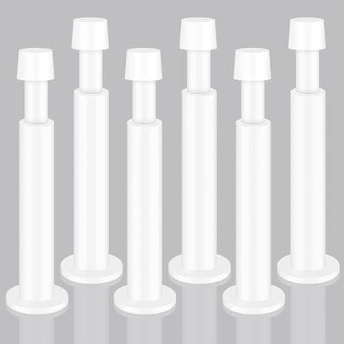 KOLAKO Lot de 6 butées de porte blanches pour plinthes, butée de porte murale longue en acier inoxydable avec embout pare-chocs en caoutchouc, protection murale moderne