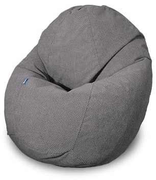 Bruni Classico V Indoor-Sitzsack in Grau – großer, weicher XXL Sitzsack für drinnen aus Bienenwaben-Velours, mit Füllung, in Deutschland gefertigt
