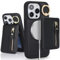 SailorTech iPhone 14 Pro Phone Leather Case with Credit Card Holder Magsafe, iPhone 14 Pro Case Ring Stand with Kickstand Card Slots Wallet Detachable 2-in-1 Zipper Case - Black