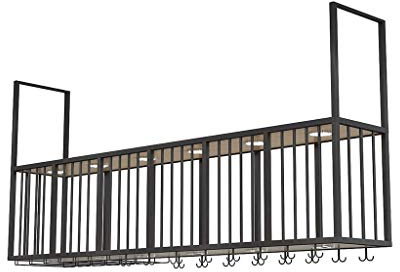 Theken-Deckenregal, zum Aufhängen, für Stielgläser, Eisen, Kunst, Dekoration, Anwendung, 120 x 30 x 80 cm