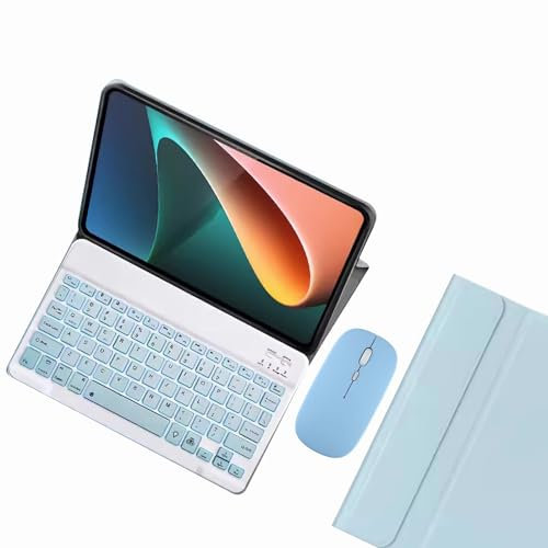 GUPENAA Tastatur Hülle für Xiaomi Pad 6/6 Pro 11 2023, 7-Farbige Beleuchtung, Magnetische Abnehmbare Bluetooth-Tastatur, Weiche TPU-Rückenständerabdeckung mit Maus,Blau
