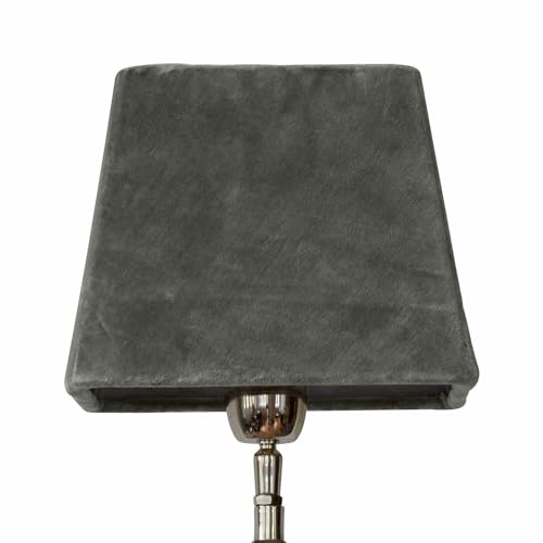 Loberon Lampenschirm Linderas, stilvolle Rechteck-Form, für Tisch- oder Stehlampen geeignet, passend für E-14-Fassungen, Wohn-Accessoire, Lampenzubehör, Baumwollsamt, Eisen, grau