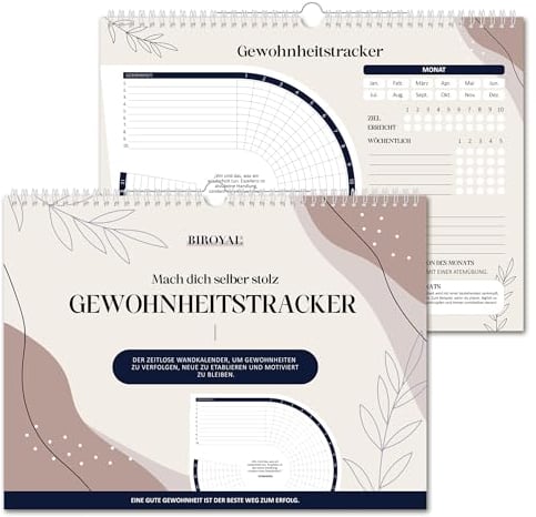 BIROYAL Habit Tracker, 12 Monate undatiert Gewohnheitstracker als Wandkalender, tägliches, wöchentliches und monatliches Gewohnheitstracker Kalender mit inspirierenden Zitaten & Tipps