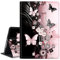 Case for Amazon Kindle Fire 7 Tablet (7 Inch, 9th/7th/5th Generation, 2019/2017/2015 Release),Slim Smart PU Leather Adjustable Stand Protective Cover with Auto Wake/Sleep,Flowers Dancing Butterflies