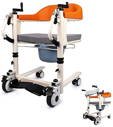 Transfer Rollstuhl Patient Lift Maschine 4 in 1 - Treppenlifte für Zuhause Behinderte Nachttisch Toilettenstuhl Transport Stuhl - Krankenpflege Rollstuhl Lift - Behinderte Hilfe für Senioren