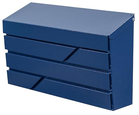 YOOBOX MD065 Boîte aux lettres murale pour l'extérieur de la maison - Grande capacité - Acier galvanisé et métal antirouille - 40 x 25 x 11 cm - Bleu