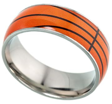 PAMTIER Männer Edelstahl Sport Bälle Ring 8mm Basketball Muster Band Fußball Rugby Baseball Ring Outdoor Sport Schmuck 65 (20.7)