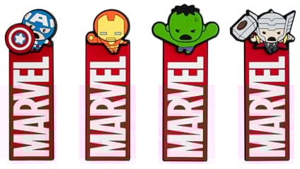 Grupo Erik Lot de 4 marque-pages Marvel | Avengers Assemble – Hulk, Iron Man, Thor, Captain America | Marchandise Marvel, cadeaux Marvel pour les amateurs de livres