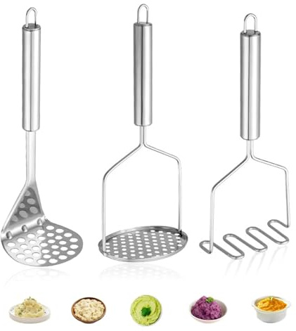 3pcs Metal Potato Masher, Stainless Steel Potato Mashers, Mini Food Masher, Potato Mashers for Fruits Vegetables Food Masher 24 X 10 Cm