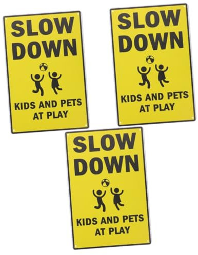 NIYANGLE 3 Pièces Panneau D'Avertissement Enfants Jouant Panneau D'Avertissement Ralentir Panneau De Route Panneau De Rue De Circulation Les Enfants Jouent Signe D'Avertissement Signe En