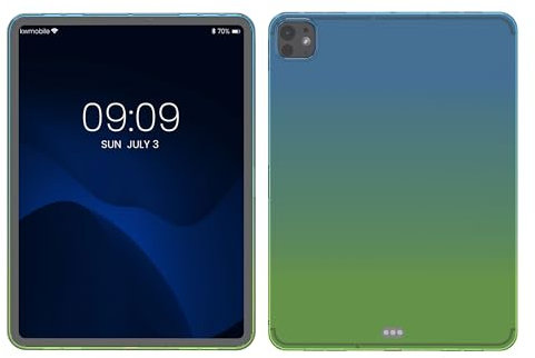 kwmobile Schutzhülle kompatibel mit Apple iPad Pro 13 (2024) - Hülle Silikon - Tablet Cover Case - Zwei Farben Blau Grün Transparent