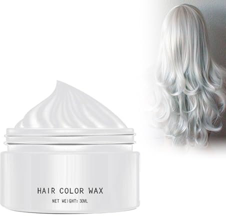 Color De Pelo De Cera,Cera De Color Para El Cabello,Cera De Tinte Para El Cabello Hombres y Mujeres,Tinte De Cabello Temporal,Para Teñir El Pelo Para Teñir El Cabello En Color Cosplay (Blanco, S)