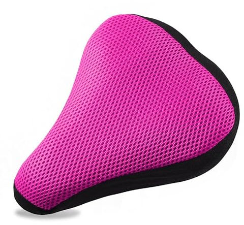 Hrlace 2 Stück Fahrrad Sattelbezug 3D Mesh Sitzkissenbezug Sonnenschutz Atmungsaktiv Sitzabdeckung Weich Gepolsterter Fahrradsattel überzug für den Meisten Fahrradsattel, 23 x 20 cm Rosa