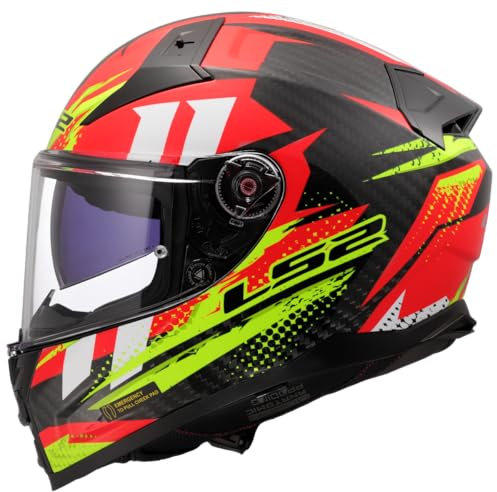 LS2, Integraler Motorradhelm VECTOR II CARBON TANTIC Red H-V Yellow, XXS