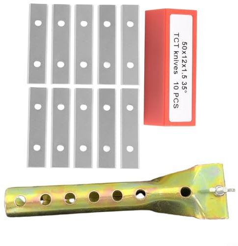 ChicBosomn Paint Scraper Blades, Solid Tungsten Carbide, 10Pcs Replacement Blades with 1pcs Paint Scraper, for Wood Surfacing, 50x12x1.5mm - Square