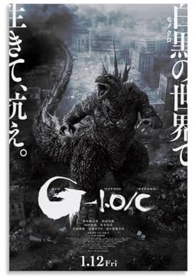 WONLEU Godzilla Minus OneVintage-Filmposter, Design, Horror-Film, Leinwand, Poster, Ölposter, Wandkunst, Gemälde, Schlafzimmer, Zuhause, 30 x 45 cm, ungerahmt, 19