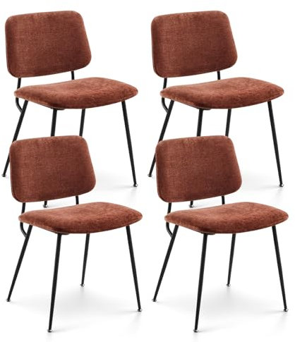 COLAMY Esszimmerstühle 4er Set, Moderner Küchenstühle, Esszimmerstuhl, Polsterstühle, Esstisch Stühle, Stühle Esszimmer, Mittagessenstühle, Stoff, Metallbeine, Orange