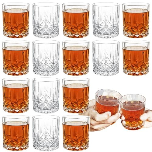 LOPYXBR Small Whisky Glasses 200ml / 7oz, Whiskey Glass Set of 18, Old Fashioned Crystal Whiskey Glass Gift Set for Men, Classic Whiskeys Glasses Tumblers 200ml for Cocktails