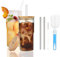 Glass Cups with Lids and Straws, Glass Tumbler with Straw and Lid, Mason Jar Drinking Glasses 600ml Iced Coffee Glasses Cup,Water, Cocktail, Whiskey, Soda (2 Pack 22oz)